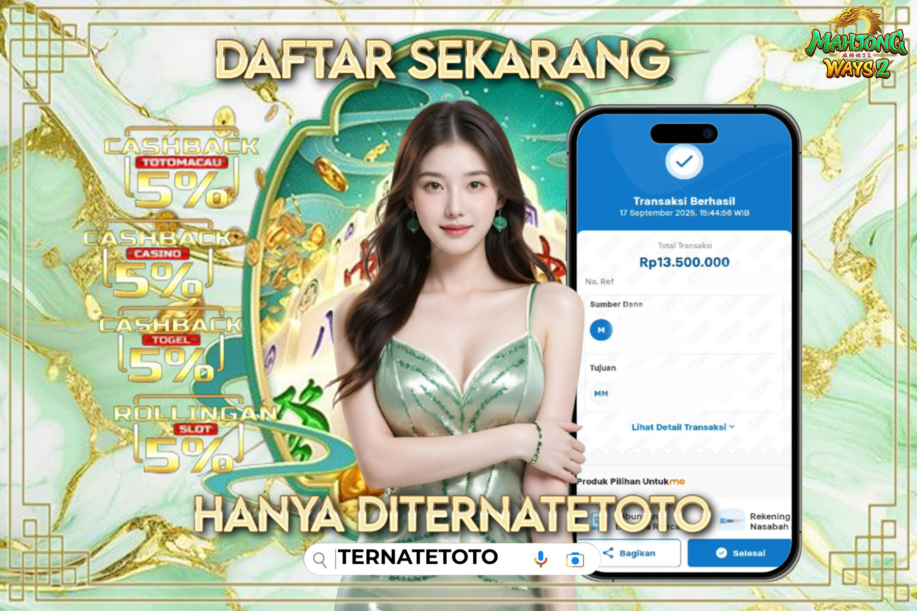 TERNATETOTO - MENANG MAHJONG WAYS 2 Rp.13,500,000,-